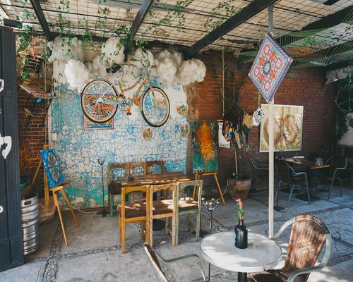 Cozy local cafe interior in Mexico City used for meetings